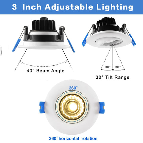 GWEUZMALL 3-inch LED dimmable recessed light for customizable ambiance and task lighting.