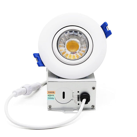 GWEUZMALL 3-inch waterproof recessed light, front view shows sleek black housing and slim profile ideal for damp spaces.