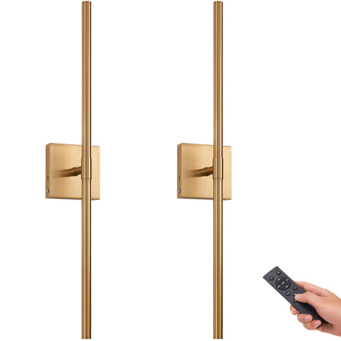 GWONER battery LED wall sconce pair mounted on wall for ambient lighting.