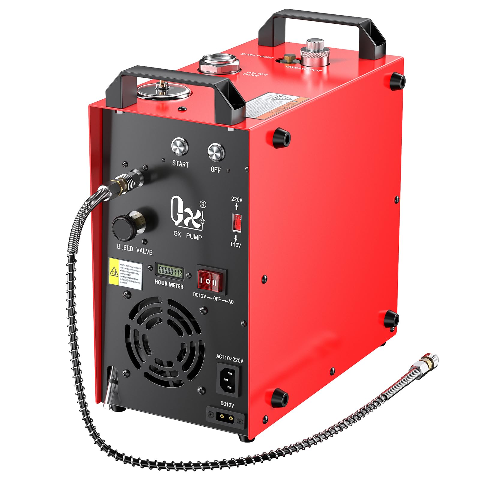 GX Pump GX-E-CS4-I front view shows compact high-pressure PCP filling at home.