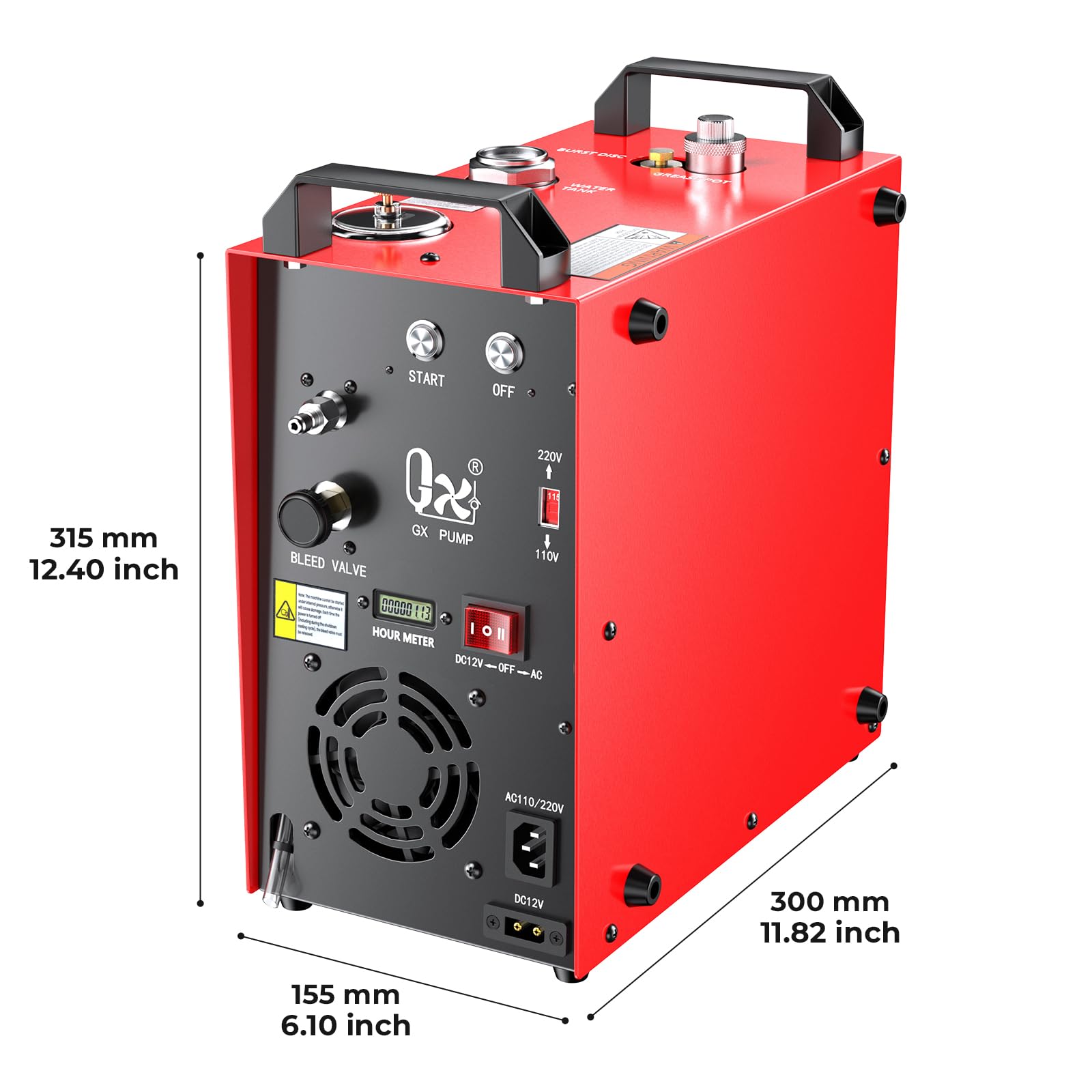 GX Pump GX-E-CS4-I package includes hoses, cables, and manual.
