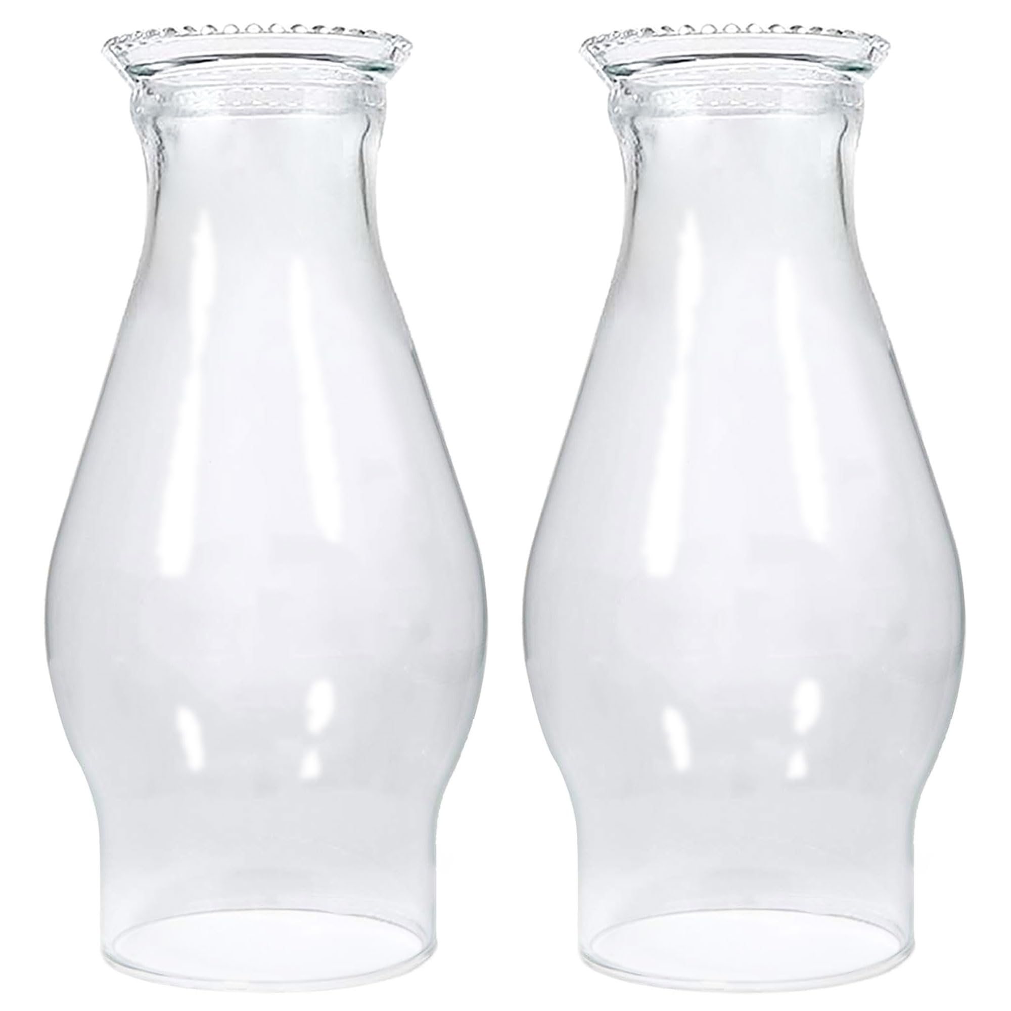 GXFCCYXT oil lamp chimneys two-piece set with 3-inch base and tall height, ready for use