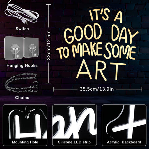 Gyaksjm Good Day neon sign with paintbrush-right lighting adds artistic flair to studios.