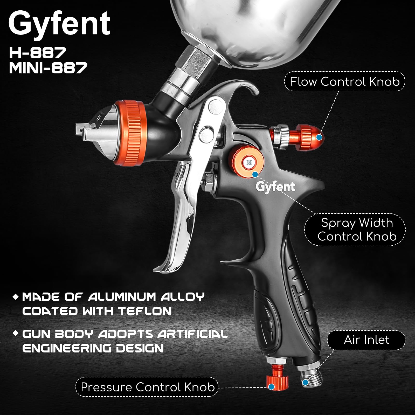 Gyfent 600ml aluminum kettle for mid-size projects.
