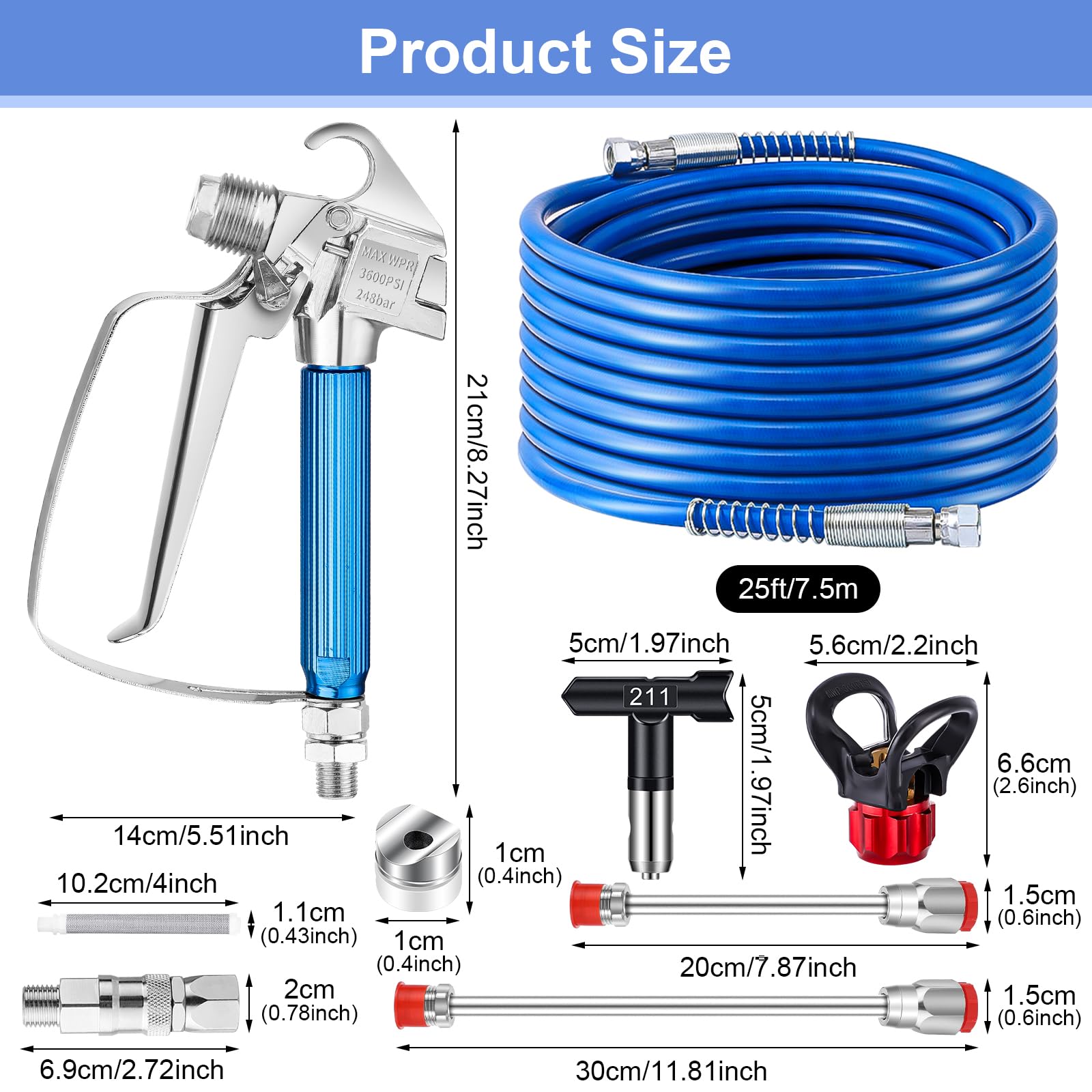 Gyfent durable aluminum and stainless steel spray gun components