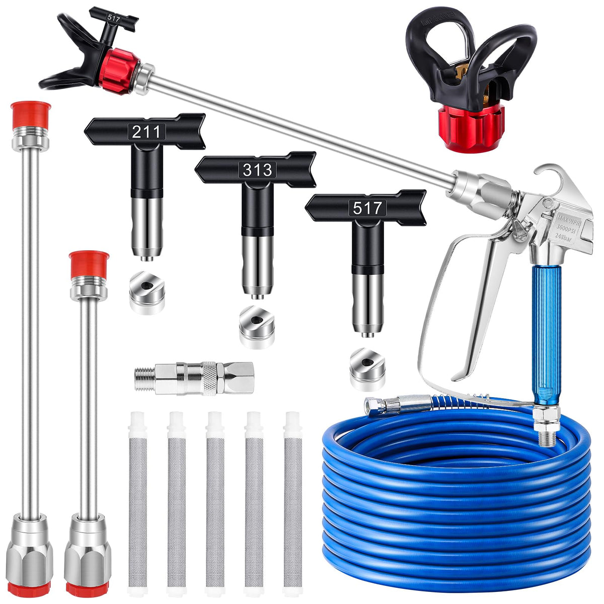 Gyfent airless sprayer kit packaging with components for quick setup