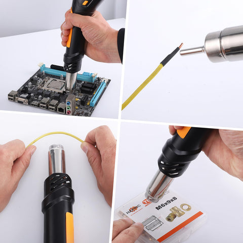 Gyfent heat gun in action supports crafting, soldering, and shrinking tasks