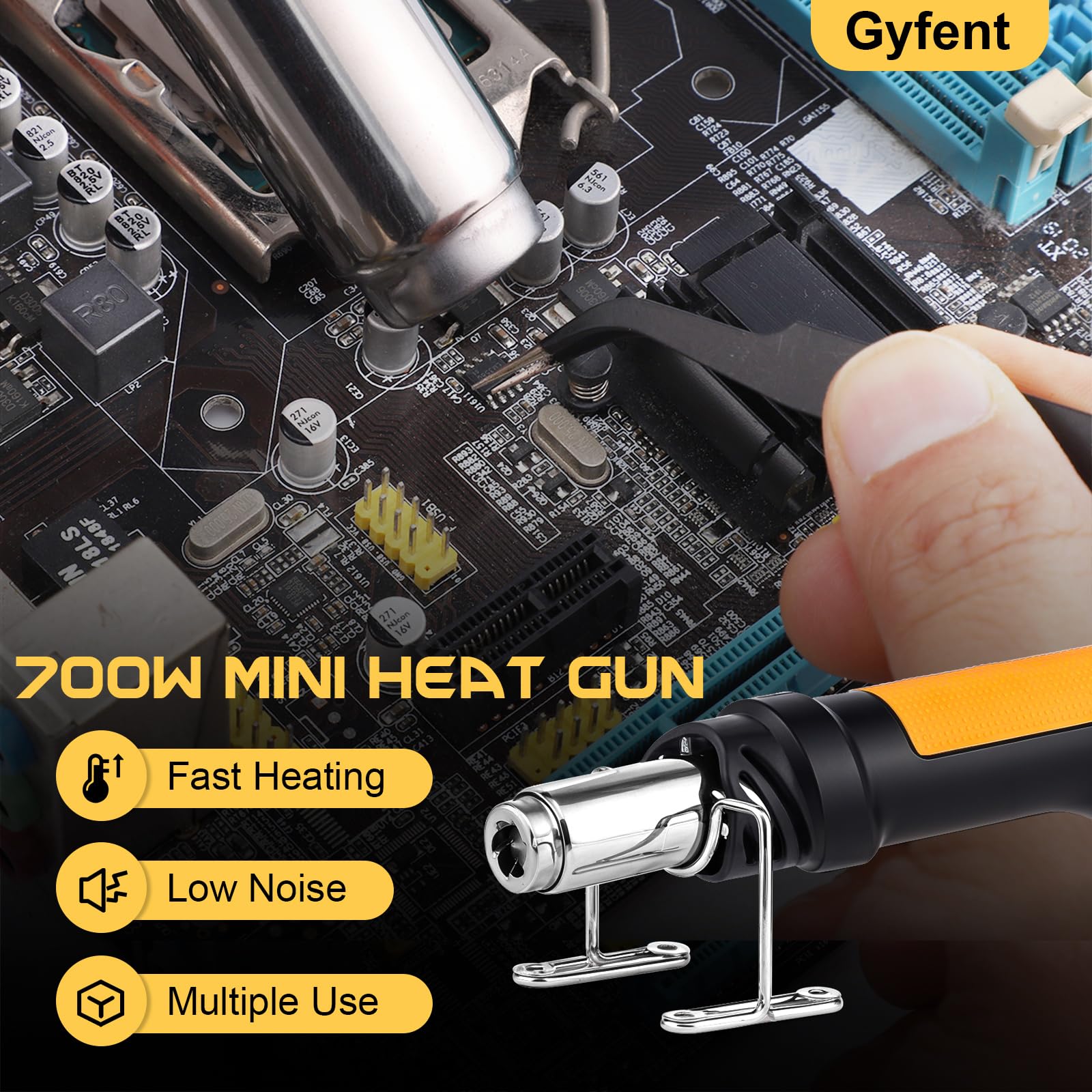 Gyfent heat gun solder sucker and tweezers aid electronics projects