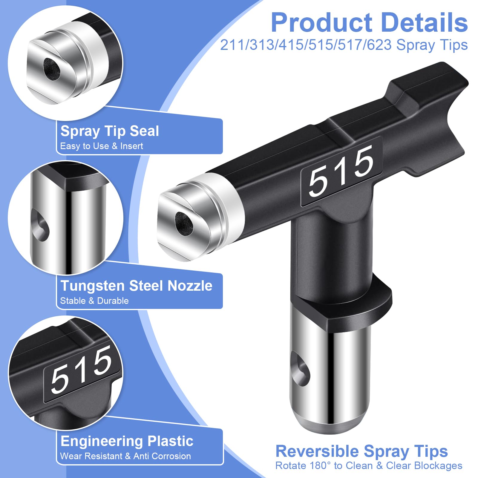 Gyfent spray tip 211 for fine finishes on small surfaces.