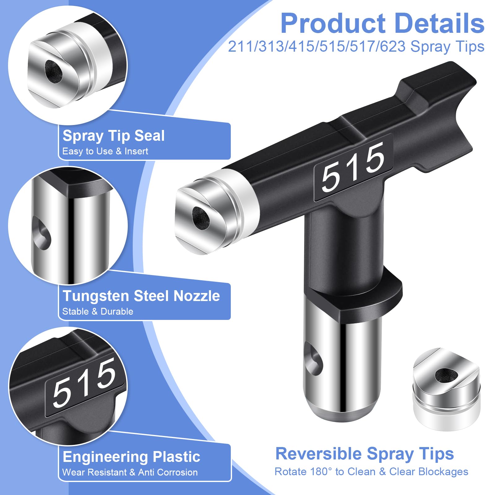 Gyfent spray tip 415 model for broader spray range on walls