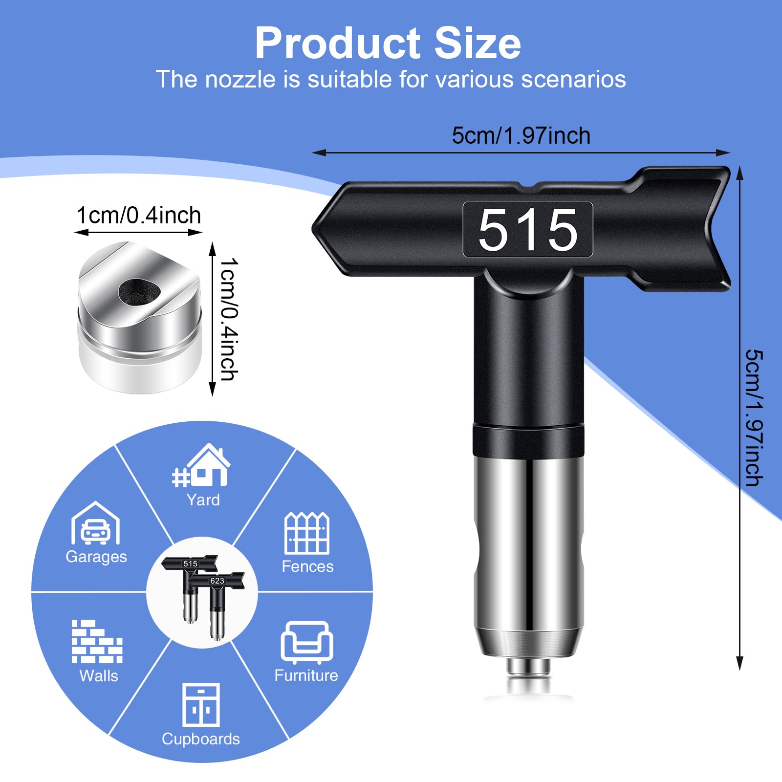 Gyfent spray tip 517 model designed for tight corners and trimming