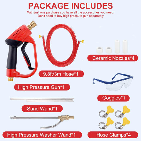 Gyfent wet abrasive sand gun delivers dust-free cleaning with water.