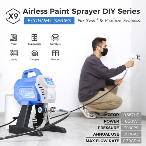 Gyfent X9 spray gun for smooth, even wall and trim coverage.