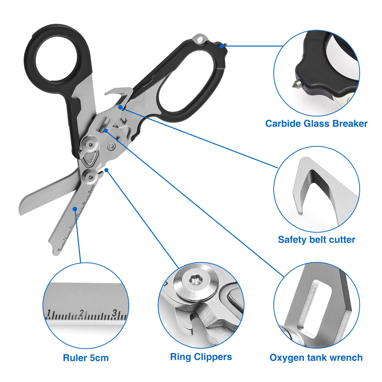 Gymsire 6-in-1 trauma shears with holster, safe access in emergencies.