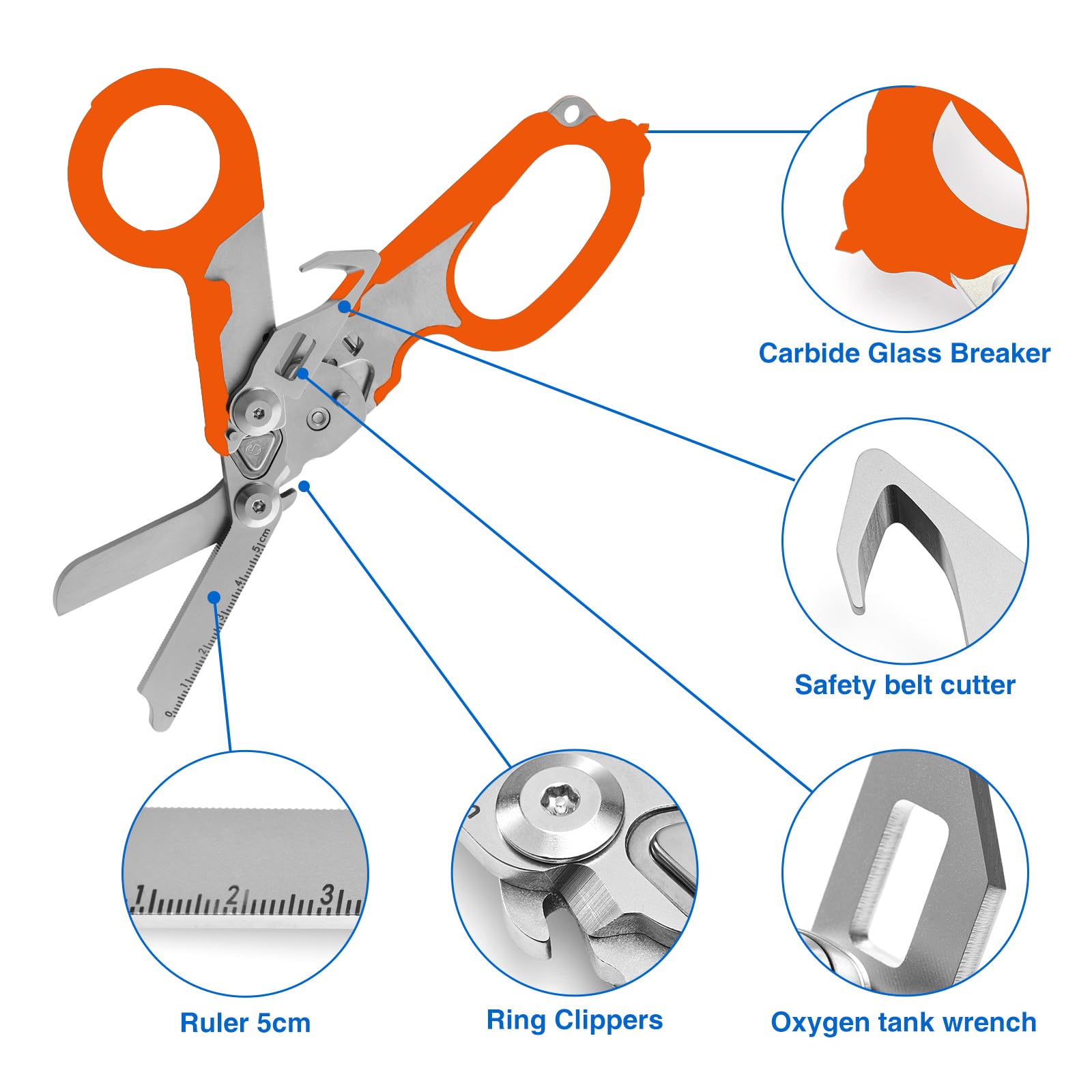 Gymsire stainless steel trauma shears close-up showing rugged build and corrosion resistance.