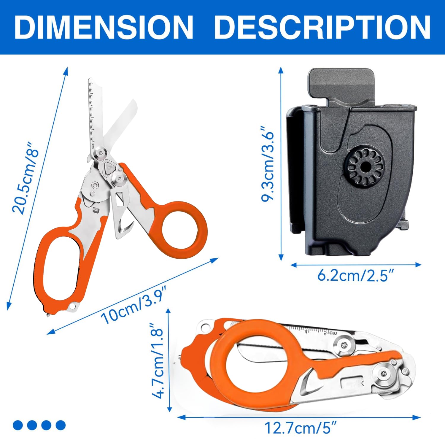Gymsire trauma shears with holster ready for rapid access in field situations.