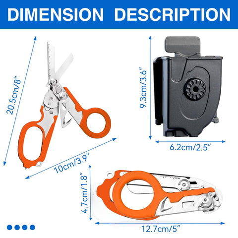 Gymsire trauma shears with holster ready for rapid access in field situations.