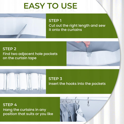 Works with sheer, lined, and blackout fabrics.