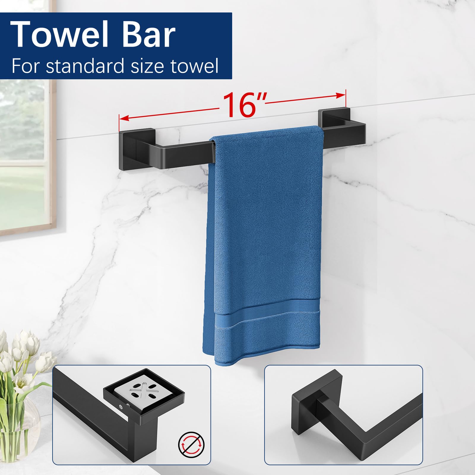 Gypie towel ring on wall for compact towel storage