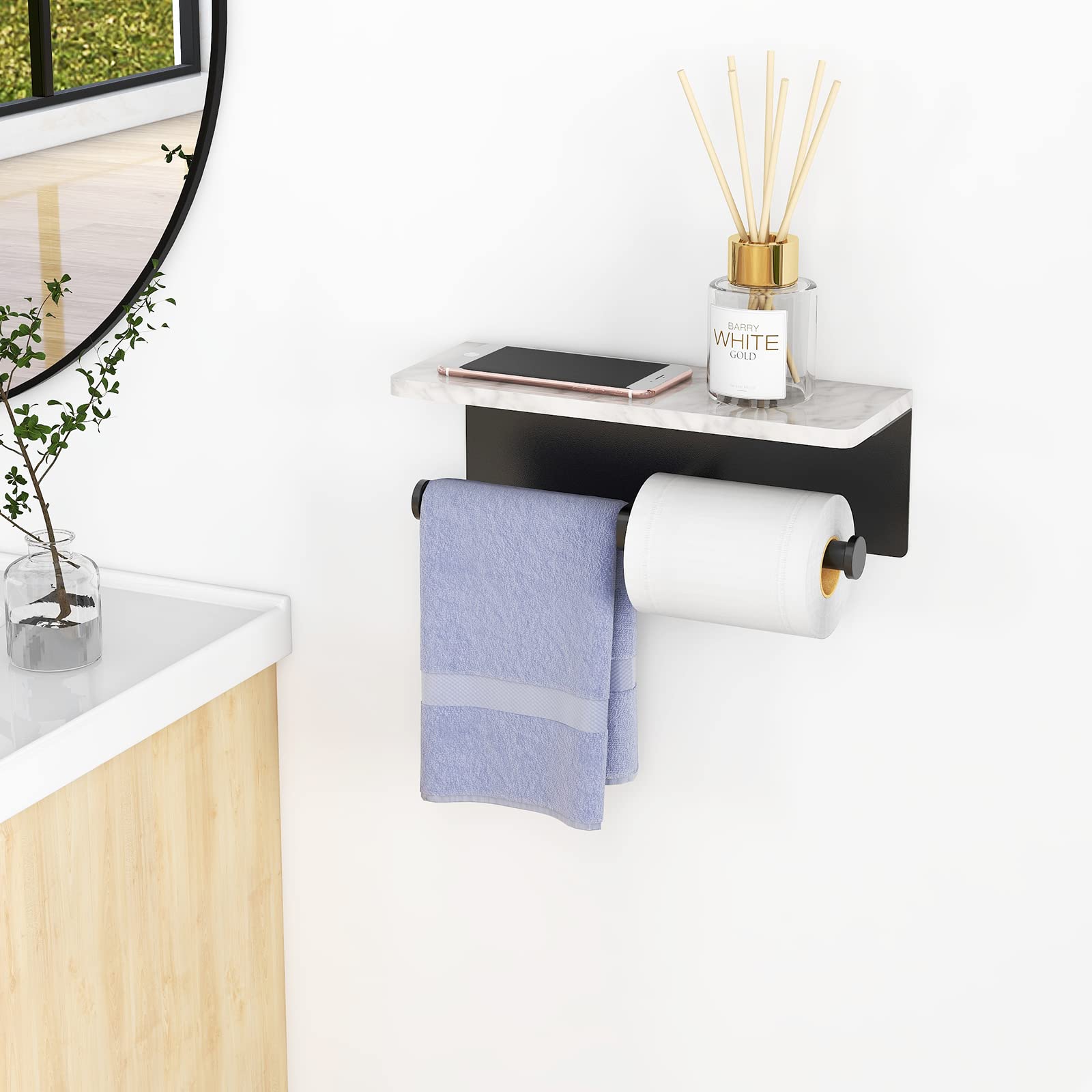 Gypie black matte finish complements modern bathroom design.