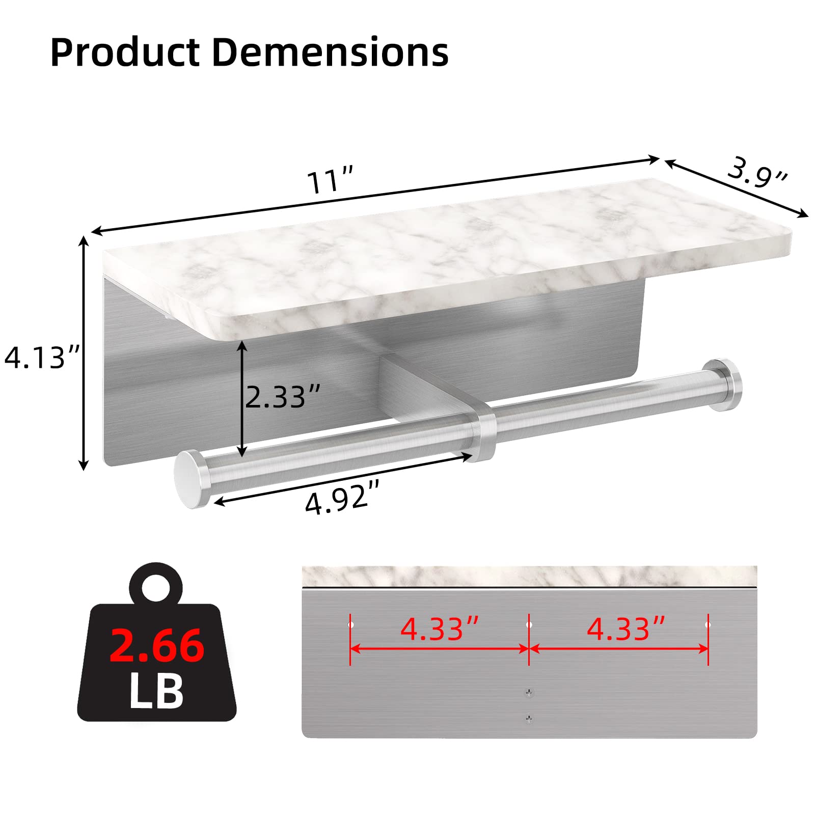 Gypie countertop marble shelf provides space for small items.