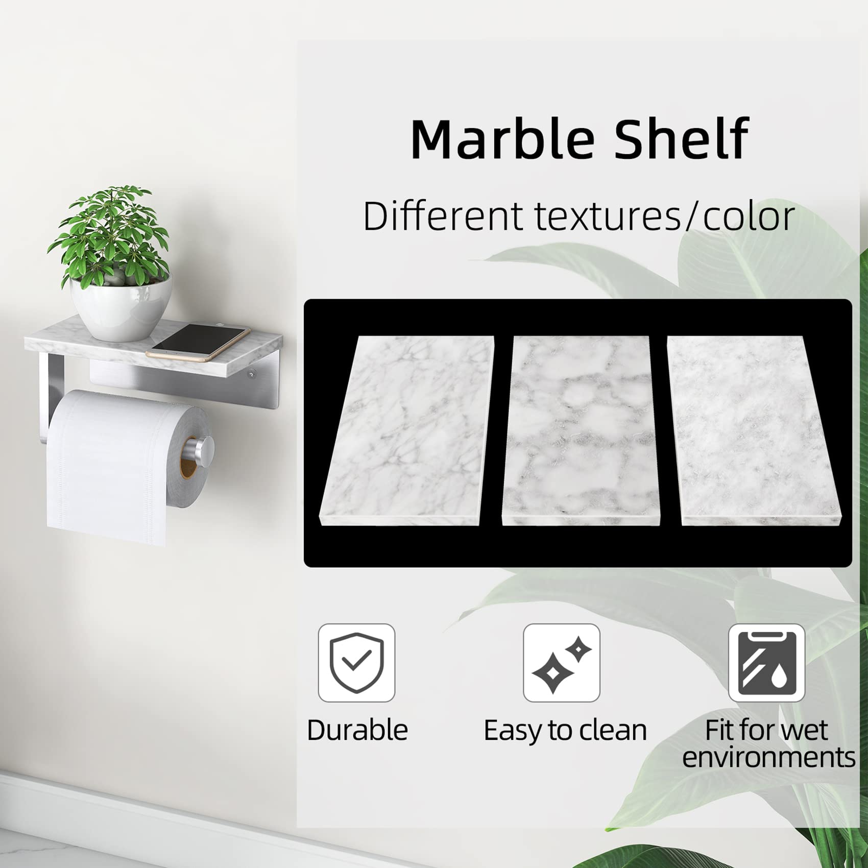 Open-sided design of Gypie toilet paper holder prevents roll drops