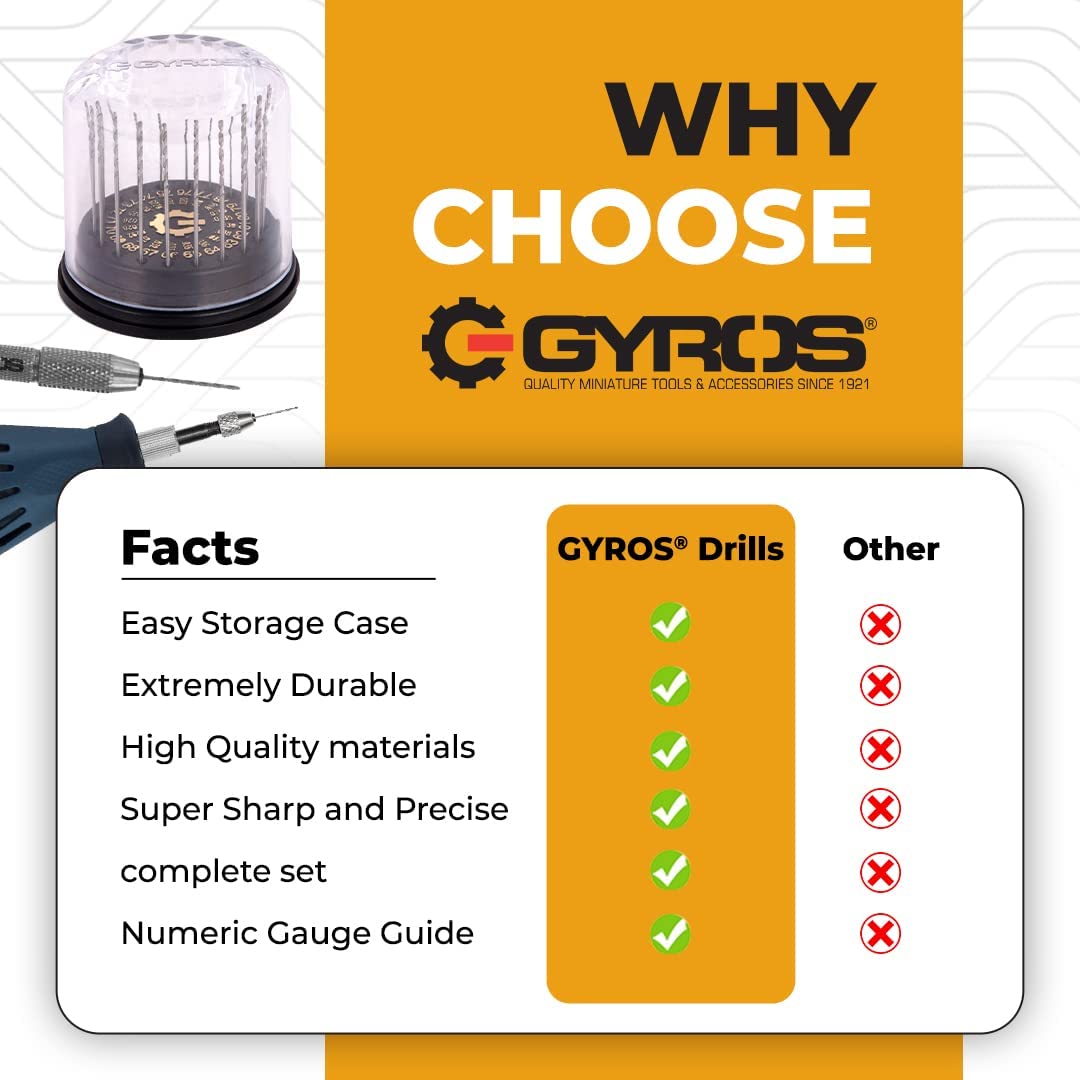 Gyros ideal for jewelry, plastic, and soft metal drilling