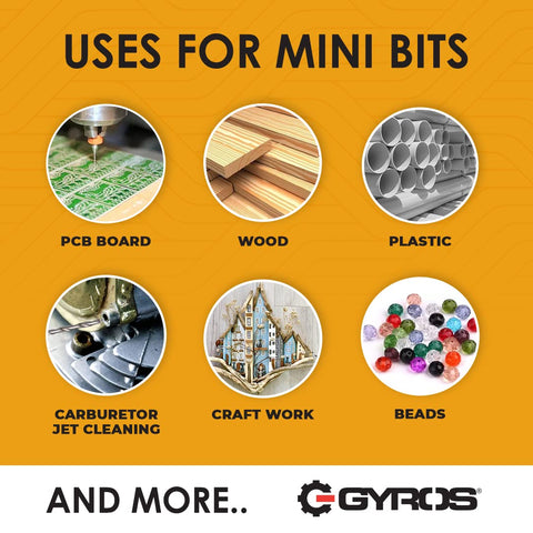 Gyros size range 61-80 drill range organized for tiny hole projects
