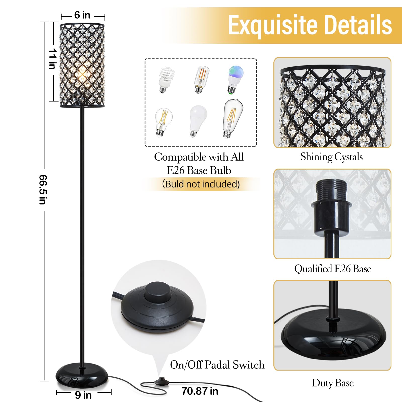 GyroVu crystal beads shimmer on the shade, adding elegant sparkle.