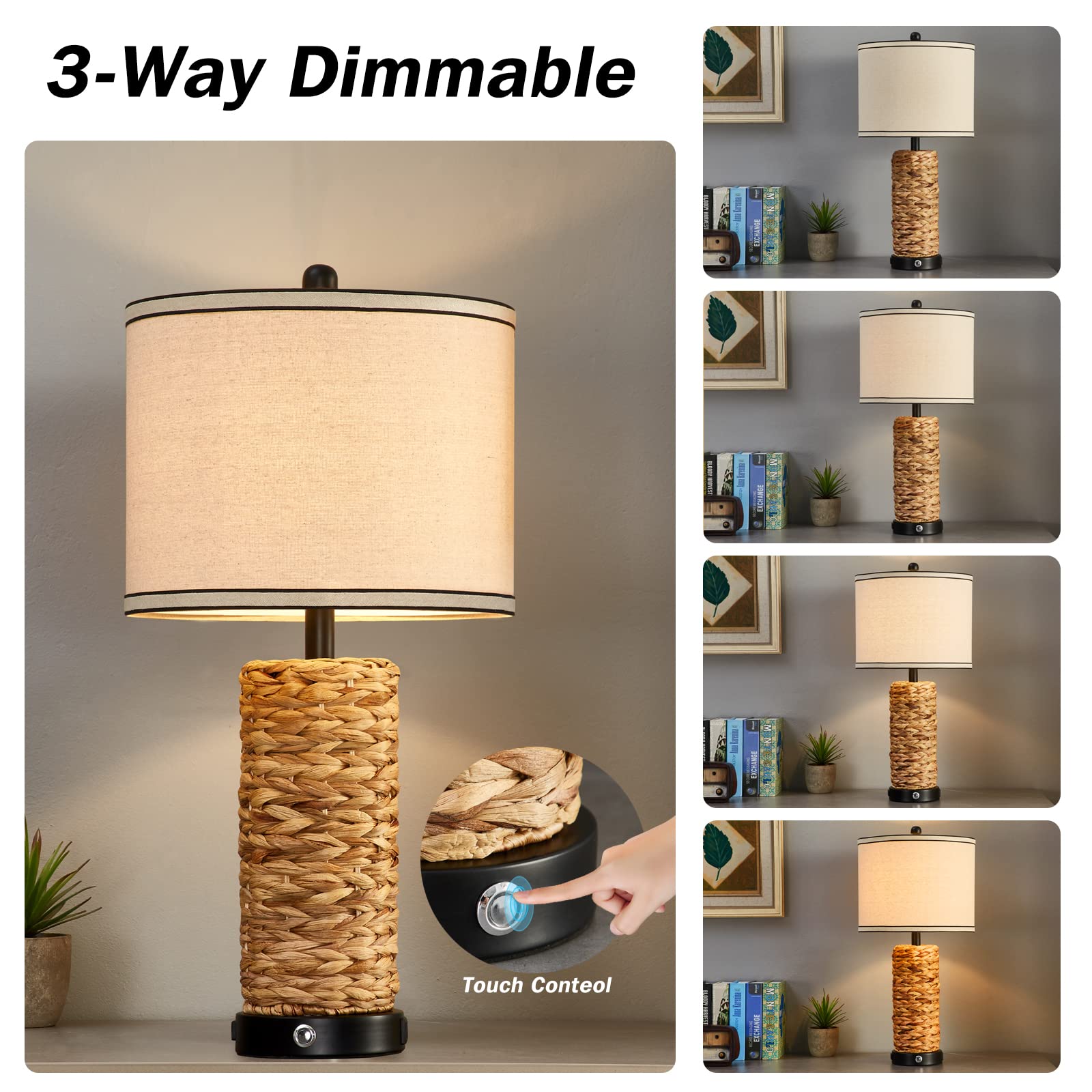 Eye-friendly LED shade from GyroVu rattan lamp for comfortable light