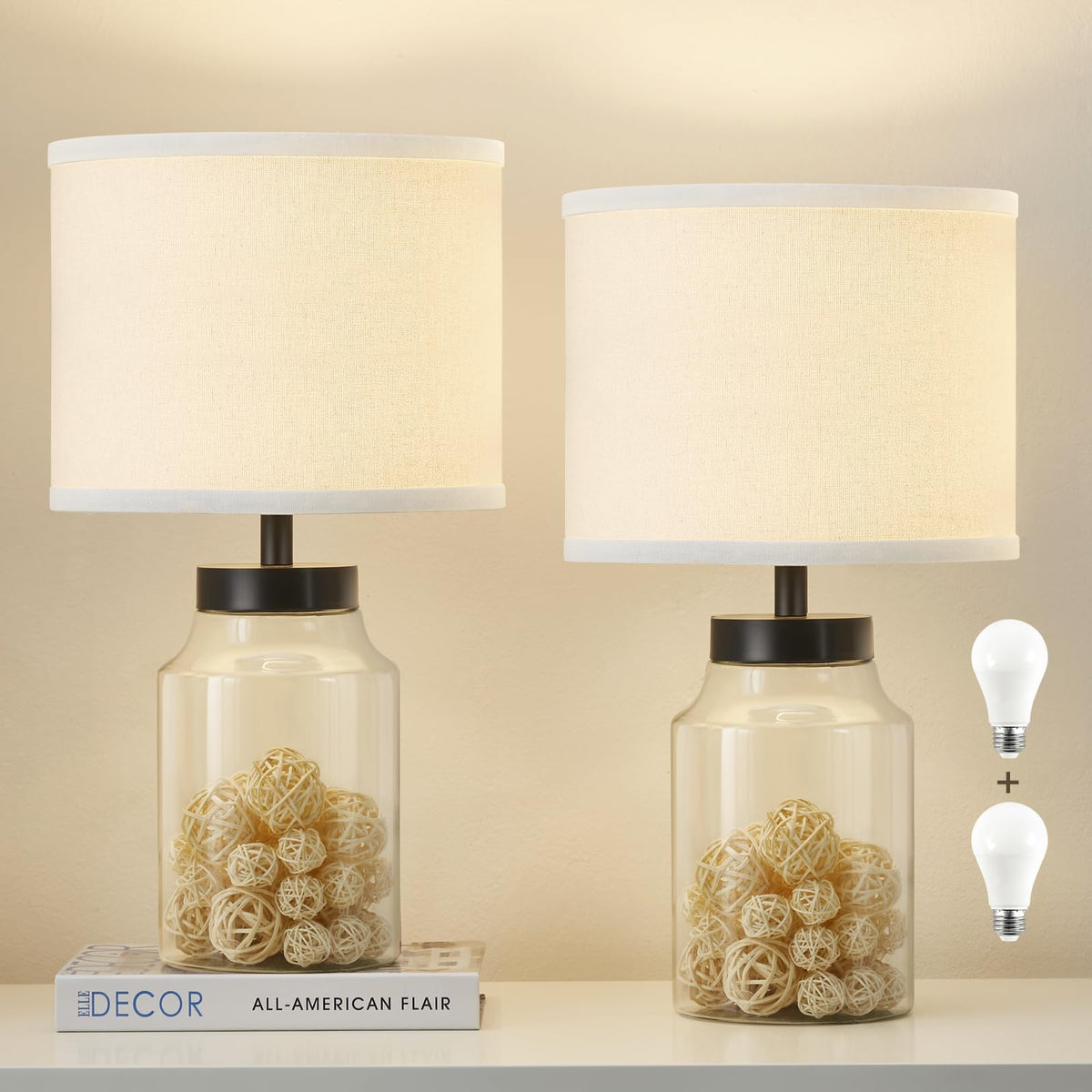 GyroVu fillable table lamp with clear glass body for personalized decor.