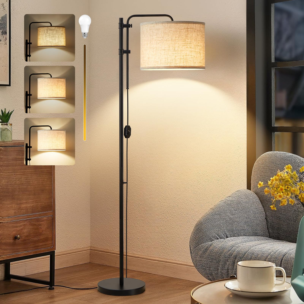 GyroVu floor lamp with 350° rotating head for customized corner lighting