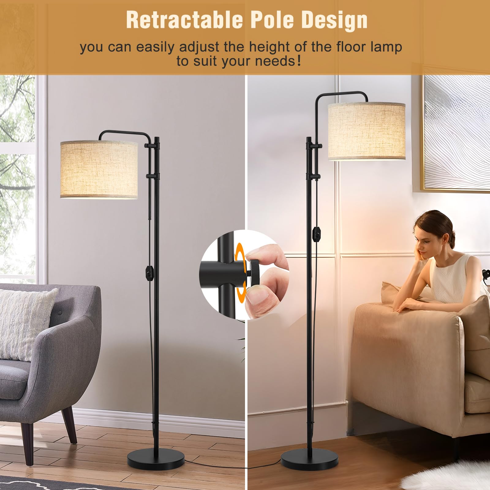 GyroVu dimmable floor lamp emitting warm 3000K light for reading