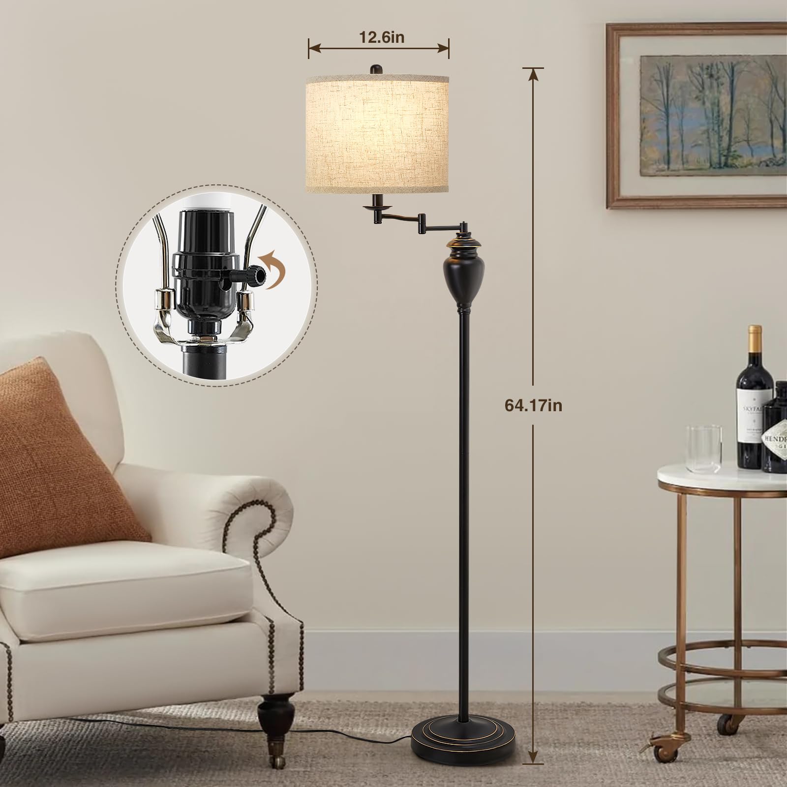 GyroVu weighted-base floor lamp stays stable for family-friendly use.