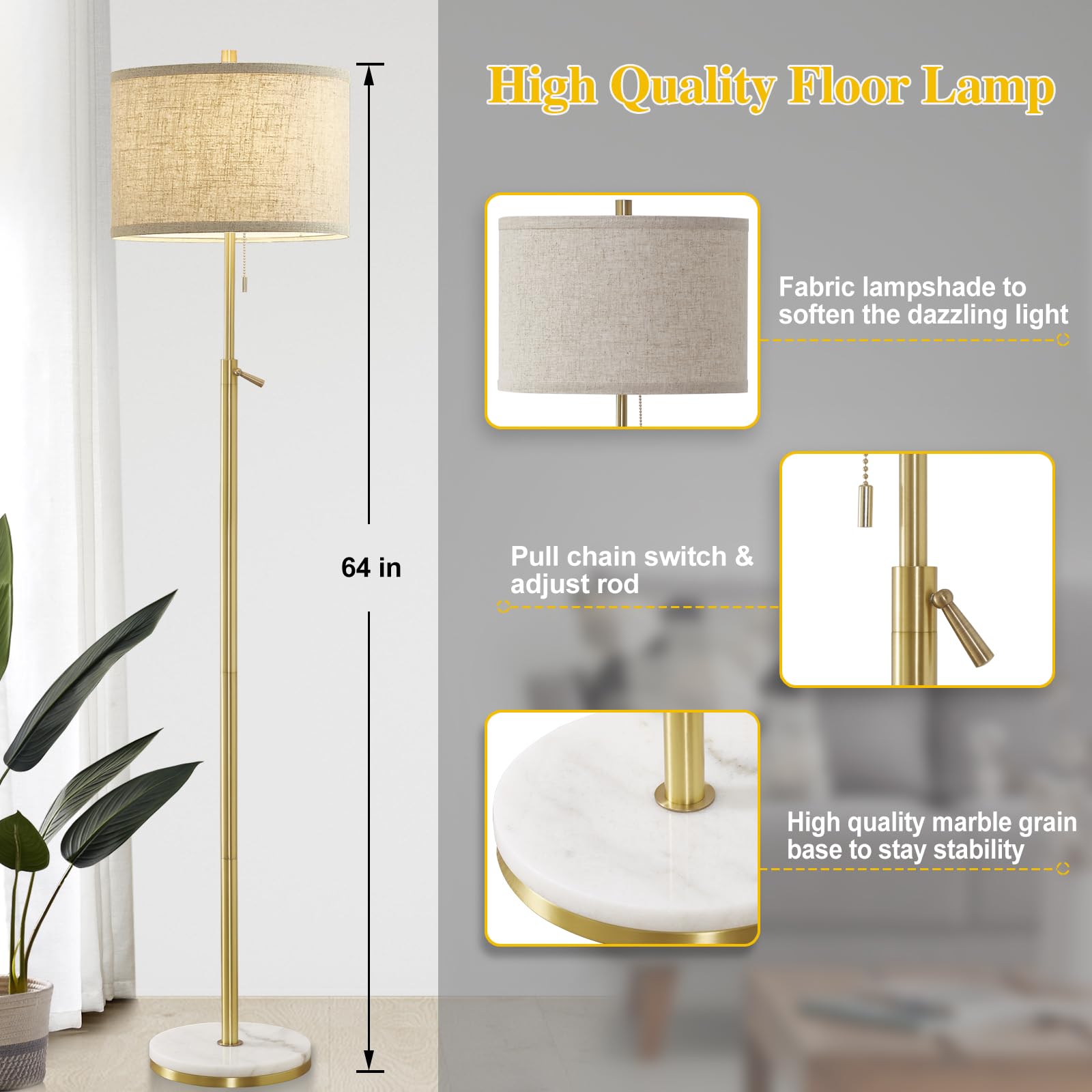 GyroVu adjustable-height floor lamp for flexible room lighting.