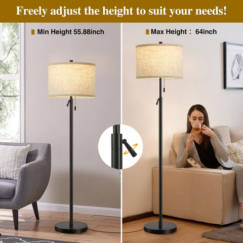 GyroVu height-adjustable lamp demonstrates flexible lighting from reading to ambience.