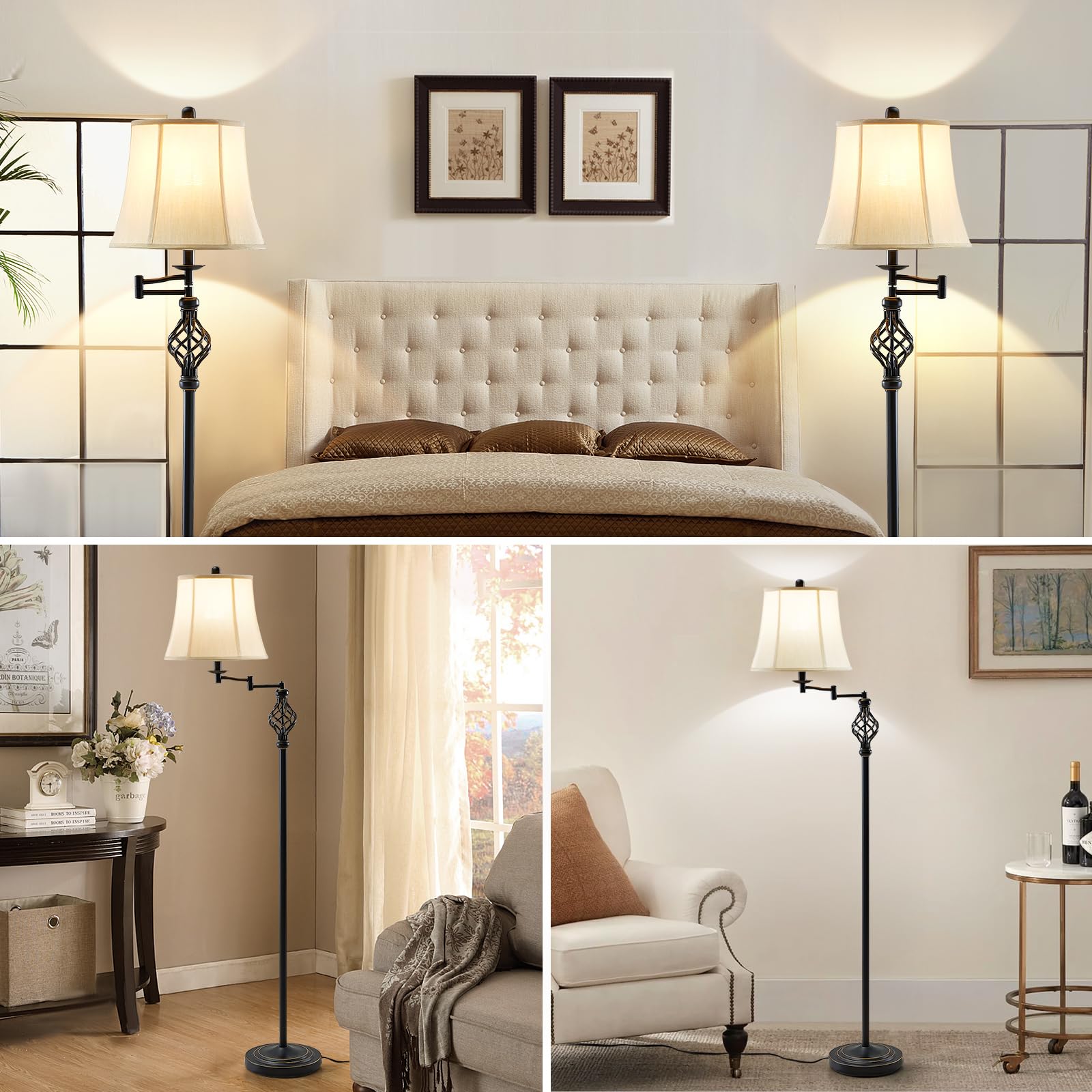 GyroVu farmhouse-standing lamp ideal for living rooms and reading corners