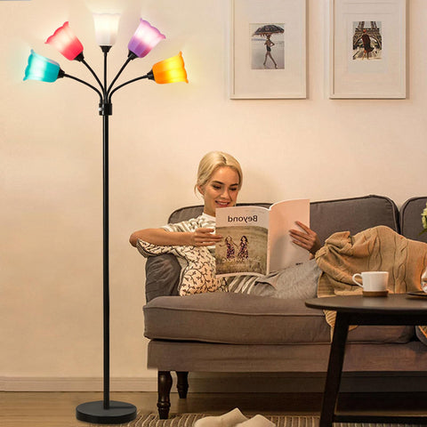 GyroVu Medusa floor lamp's stable base and metal pole for dependable support.