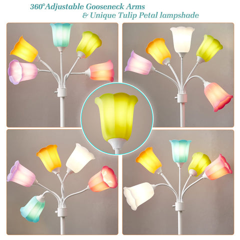 GyroVu Medusa shows six tulip shades in vivid color for kids' rooms.