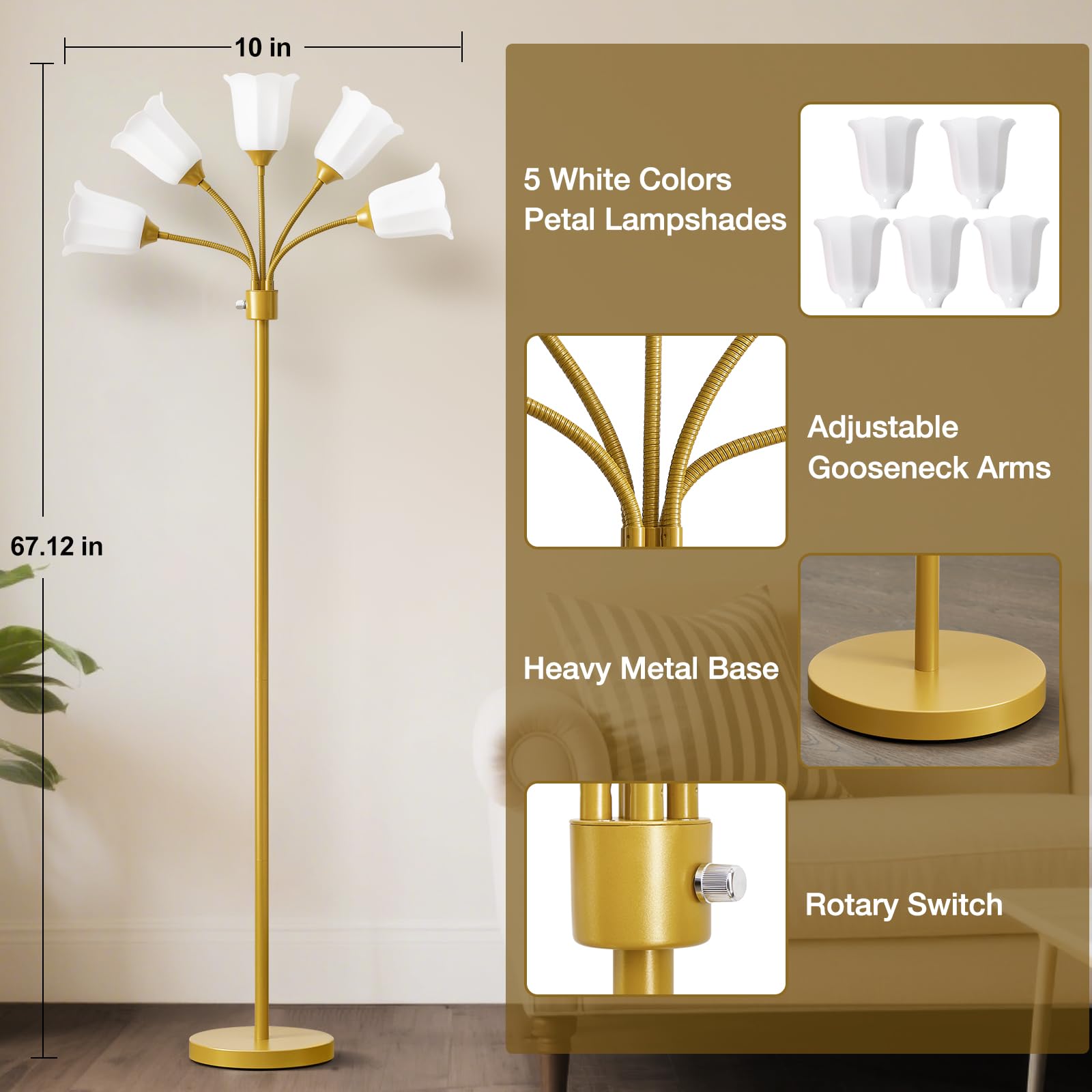 GyroVu Medusa white tulip shades brighten rooms with playful color.