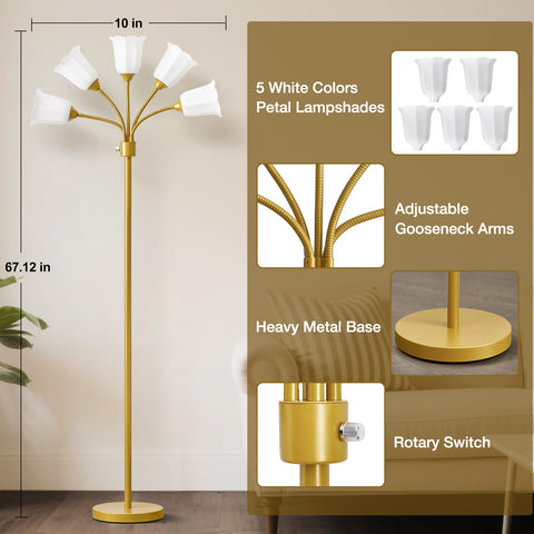 GyroVu Medusa white tulip shades brighten rooms with playful color.