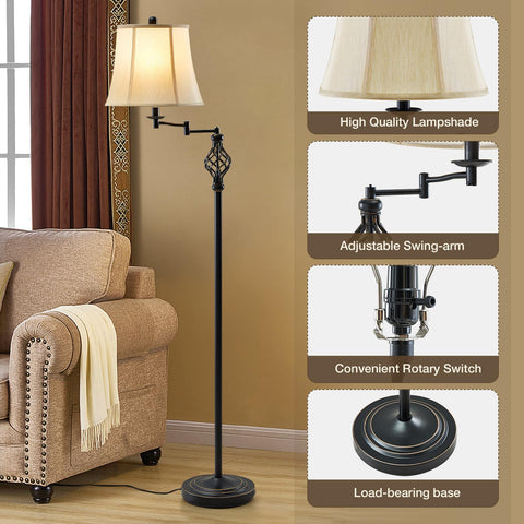 GyroVu floor lamp with a rotary switch for easy on and temperature control