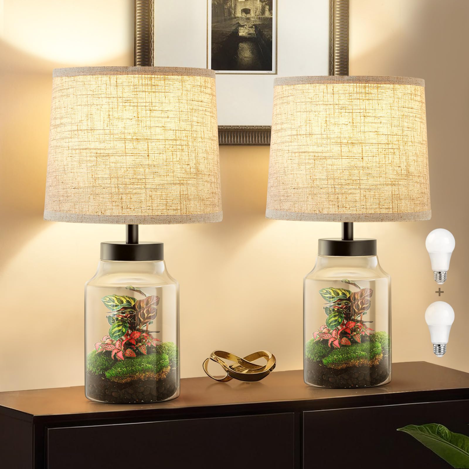 GyroVu table lamp set with fillable glass body for personalized decor.