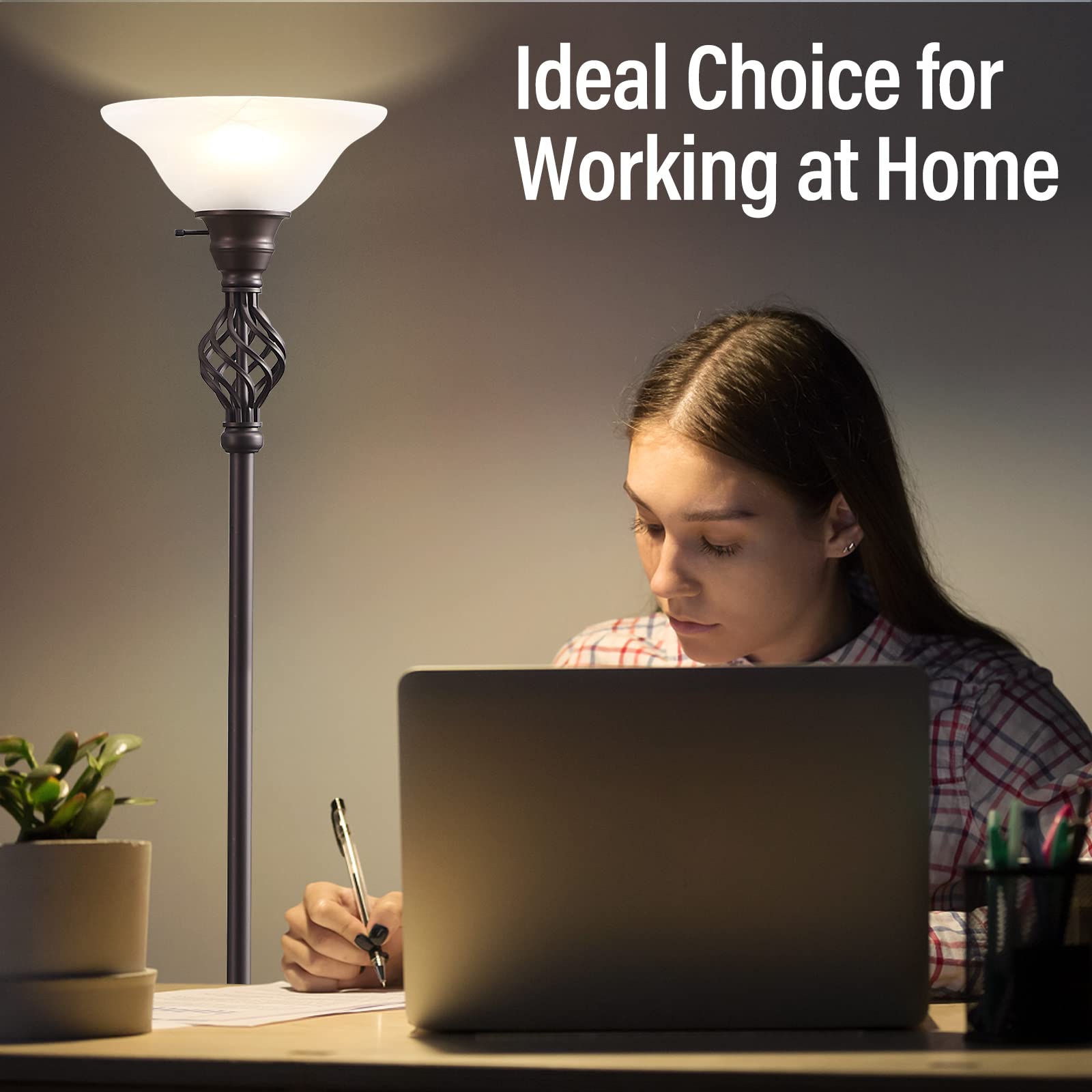 Included 9W LED bulb for immediate energy-efficient illumination with the GyroVu lamp.