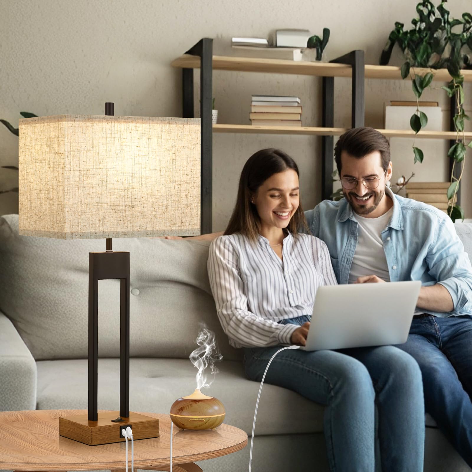 GyroVu lamp with USB C and USB A ports for convenient charging