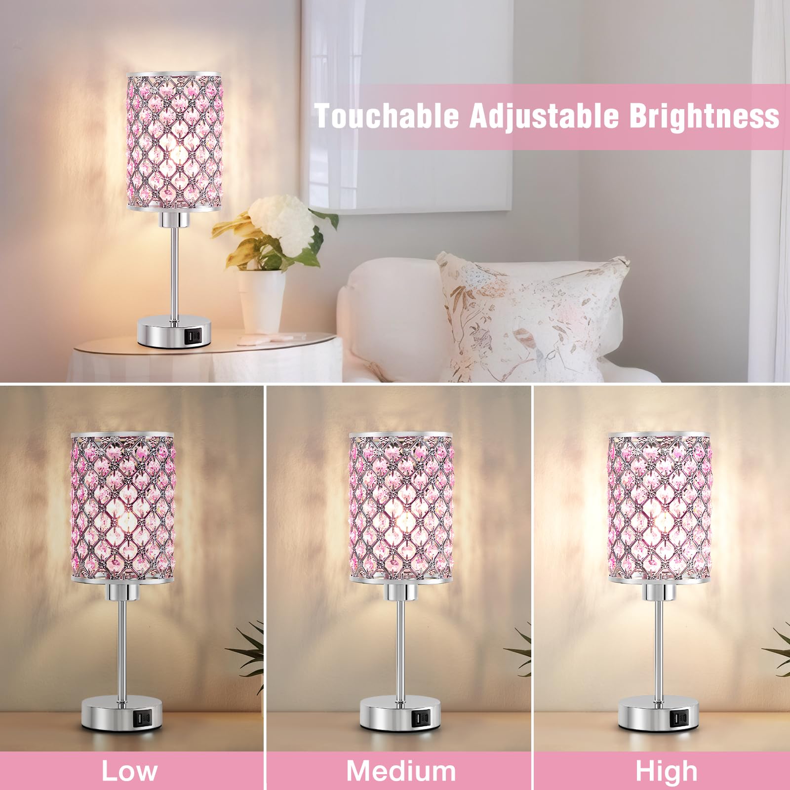 GyroVu lamp with USB-C and USB-A ports for convenient charging.