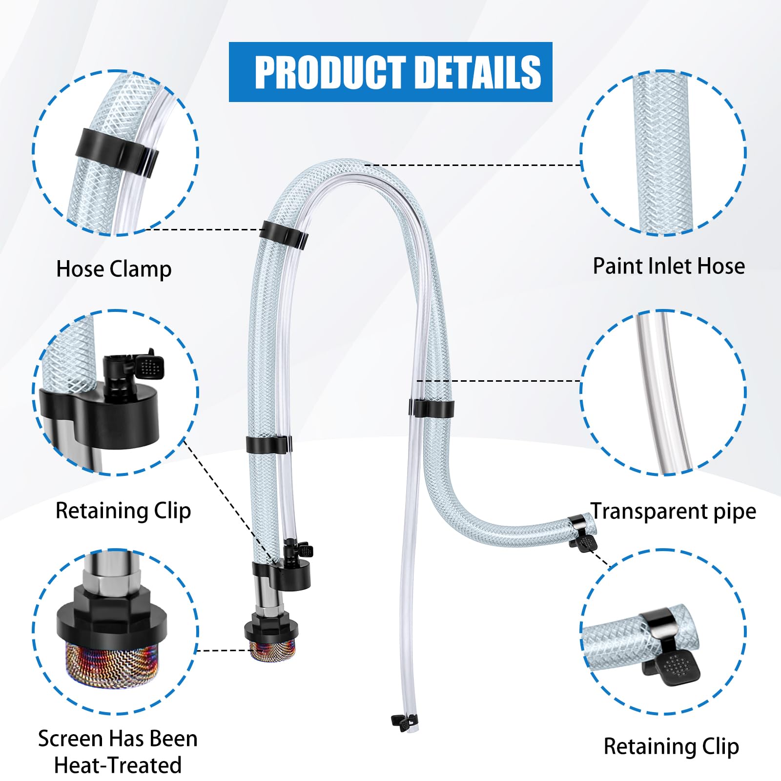 GYUTONG suction and return tubes with drain tube for Graco Magnum