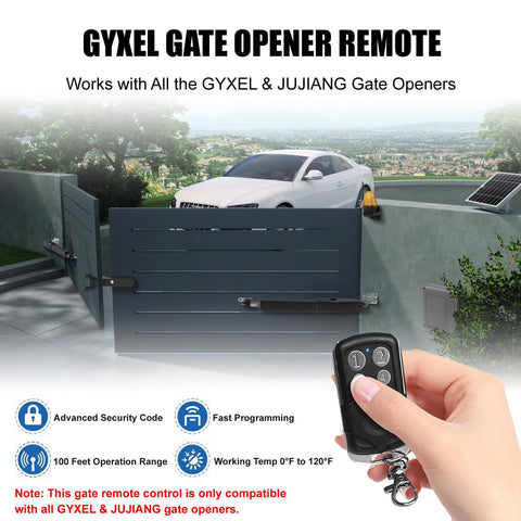 Gyxel Gate Opener Remote buttons demonstrate quick one touch operation.