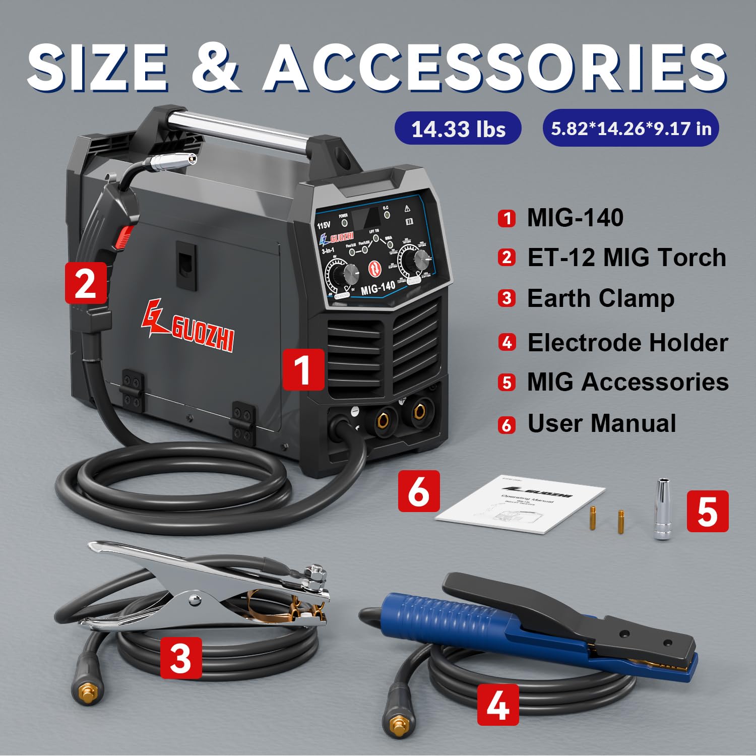 GZ GUOZHI 140A MIG Welder arc M MMA welding versatility