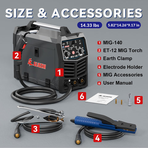 GZ GUOZHI 140A MIG Welder arc M MMA welding versatility
